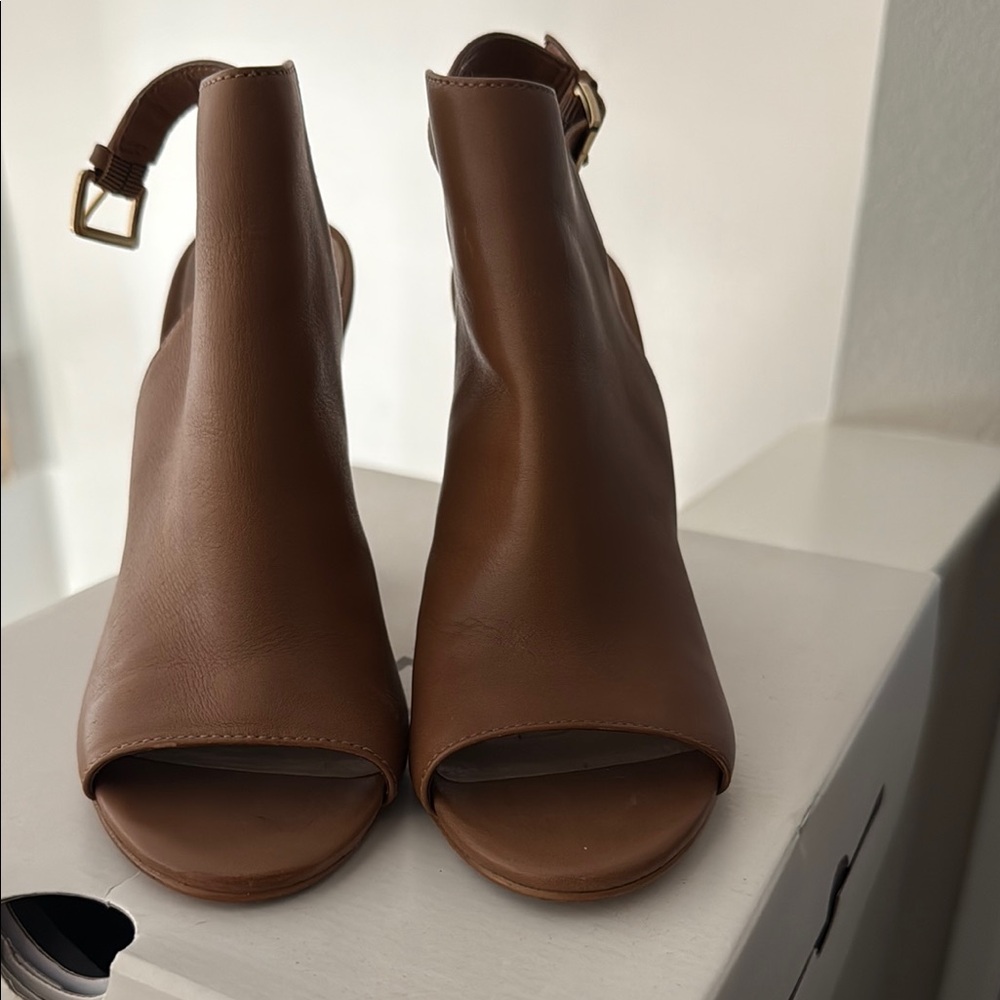 Aldo Brown Block Heel Slingback Booties - Picture 2 of 3